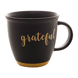 CANECA CERÂMICA GRATEFUL PRETO MATT/AMARELO 380ml