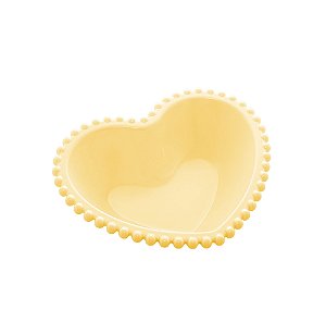 SALADEIRA PORCELANA CORAÇÃO BEADS AMARELO 21x18x6cm