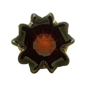 CENTRO DE MESA DE VIDRO ITALY PRETO E ROSÉ 24x11cm