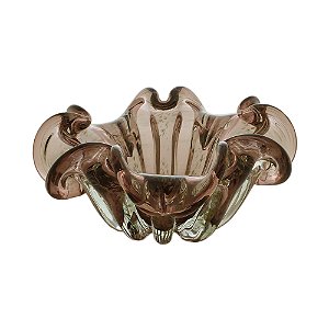 CENTRO DE MESA DE VIDRO ITALY PÚRPURA E ROSÉ 24x11cm