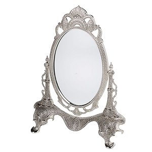 ESPELHO C/MOLDURA DE ZAMAC SILVER PLATED MARROCOS 23x9,5x30