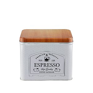 LATA PORTA CÁPSULAS METAL ESPRESSO QUALITY 15x15x12.5cm