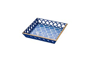 BANDEJA DE MADEIRA AZUL 30x5cm