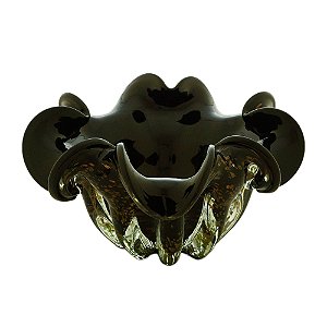 CENTRO DE MESA DE VIDRO ITALY PRETO E ROSÉ 21x10cm