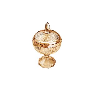 POTICHE DE CRISTAL C/PÉ ÂMBAR ELISABETH 15x26cm