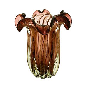 VASO DE VIDRO FLAT ITALY PÚRPURA E ROSÉ 19x24cm