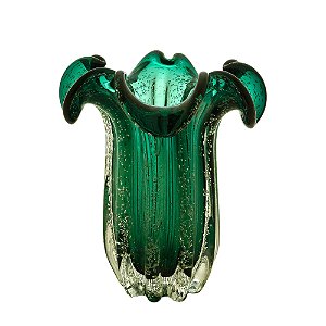 VASO DE VIDRO FLAT ITALY VERDE ESMERALDA 19x24cm