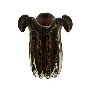 VASO DE VIDRO FLAT ITALY PRETO E ROSÉ 18x21cm