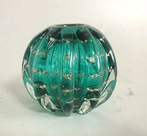 ESFERA DE VIDRO ITALY TIFFANY E DOURADO 12x10cm