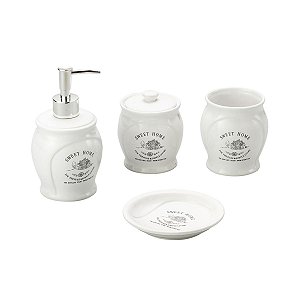 CJ 4PC P/BANHEIRO DE CERÂMICA SWEET HOME BRANCO