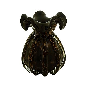 VASO DE VIDRO ITALY PRETO E ROSÉ 13x17cm