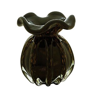 VASO DE VIDRO ITALY PRETO E ROSÉ 11,5x13cm