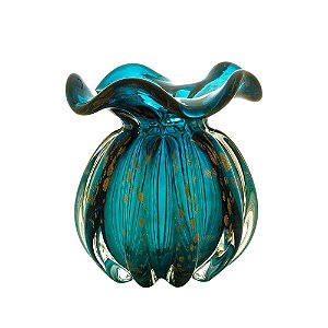 VASO DE VIDRO ITALY AZUL MARINHO E ROSÉ 11,5x13cm