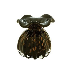 VASO DE VIDRO ITALY PRETO E ROSÉ 10x11cm