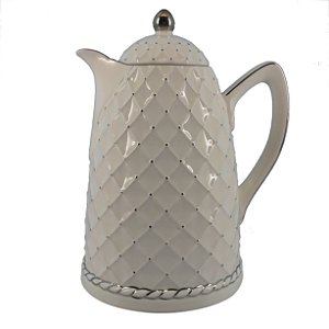 BULE ESPIRAL EM PORCELANA COM BORDA PRATA 700ML COR BRANCA