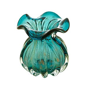 VASO DE VIDRO ITALY AZUL MARINHO E ROSÉ 10x11cm