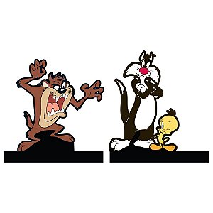 APARADOR LIVRO MADEIRA LOONEY TAZ, SYLVESTER AND TWEETY COLO