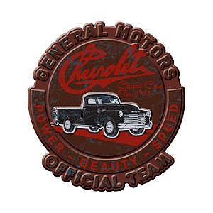 PLACA PAREDE METAL RECORTADA GM TRUCK OFFICIAL TEAM FD