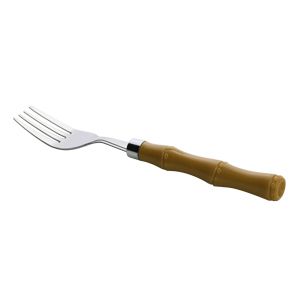 CJ 6 GARFOS P/SOBREMESA AÇO INOX CABO PLÁSTICO BAMBU 18,5cm
