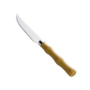 CJ 6 FACAS P/CHURRASCO AÇO INOX C/CABO PLÁSTICO BAMBU 20cm