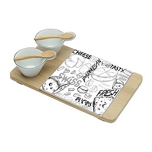 CJ 5PC P/QUEIJO E PETISCOS DE BAMBU CHEESE DESIGN 26x15cm