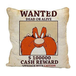 CAPA ALMOFADA POLIESTER LOONEY  YOSEMITE WANTED FD BEJE