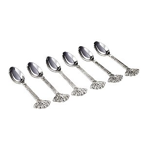 CJ 6 COLHERES P/BOLO DE ZAMAC SILVER PLATED PAVÃO 14,5cm