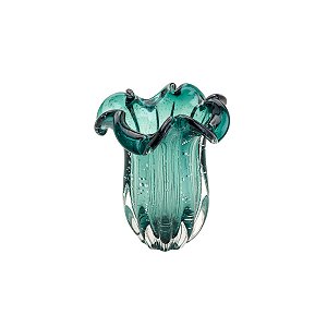 VASO DE VIDRO FLAT ITALY VERDE ESMERALDA 18x21cm