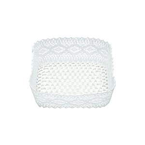 CESTA DE PLÁSTICO CROCHÊ DELICATE BRANCA 22x6,5cm