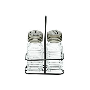 CJ SALEIRO E PIMENTEIRO  VIDRO C/SUPORTE  METAL PRETO 70ml