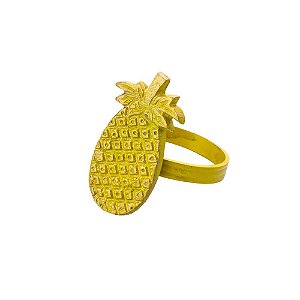 CJ 4 ANÉIS P/GUARDANAPO DE LATÃO ABACAXI AMARELO 4x4,5cm