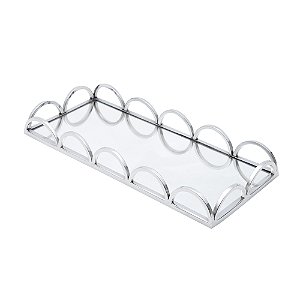 BANDEJA DE AÇO INOX C/FUNDO ESPELHADO ARCOS 47x21x5cm
