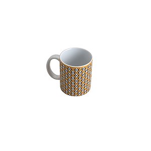 CANECA DE PORCELANA TEBAS PRETO E DOURADA 330ml