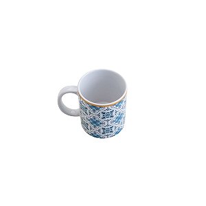 CANECA DE PORCELANA LISBOA AZUL E BRANCA 330ml