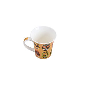 CANECA DE PORCELANA CAVEIRA LARANJA 350ml