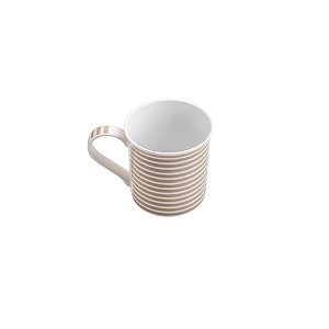 CANECA DE PORCELANA LINES BRANCA E BEGE 350ml