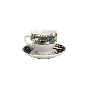 CJ 6 XÍCARAS P/CHÁ C/PIRES PORCELANA TROPICAL GARDEN 180ml