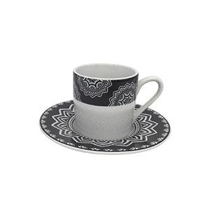 CJ 6 XÍCARAS P/CAFÉ C/PIRES DE PORCELANA MANDALA 90ml