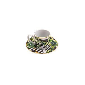 CJ 6 XÍCARAS P/CAFÉ C/PIRES PORCELANA TROPICAL GARDEN 90ml