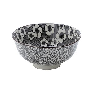 CJ 6 BOWLS DE PORCELANA FLORENÇA PRETO E BRANCO 9,5x5cm
