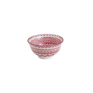 BOWL DE CERÂMICA GEOMÉTRICO VERMELHO E BRANCO 12cm