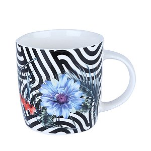 CANECA DE PORCELANA GÉRBERA AZUL 350ml