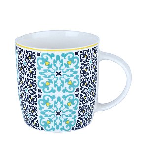 CANECA DE PORCELANA LADRILHO AZUL 350ml