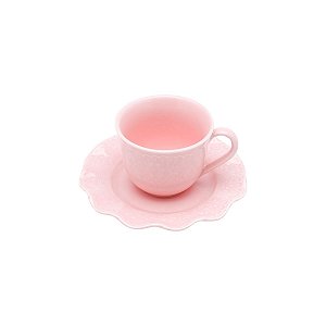 CJ 6 XÍCARAS P/CAFÉ C/PÍRES DE PORCELANA PRINCESS ROSA 90ml