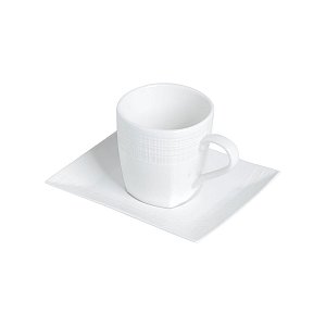 CJ 6 XÍCARAS CHÁ C/PÍRES PORCELANA SUPER WHITE SQUARE 200ml