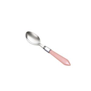 CJ 6 COLHERES CHÁ AÇO INOX CABO PLÁSTICO ROSA 16,5cm