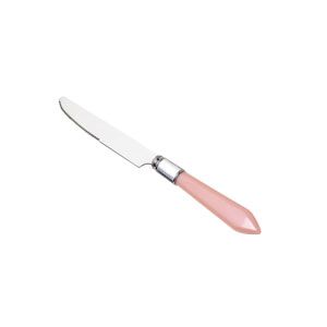 CJ 6 FACAS SOBREMESA AÇO INOX CABO PLÁSTICO ROSA 21,5cm