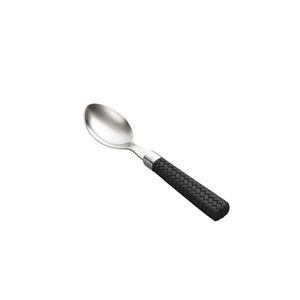 CJ 6 COLHERES CHÁ AÇO INOX C/CABO PLÁSTICO RATTAN PRETO 16