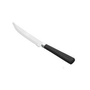 CJ 6 FACAS CHURRASCO AÇO INOX CABO PLÁSTIC RATTAN PRETO 22cm