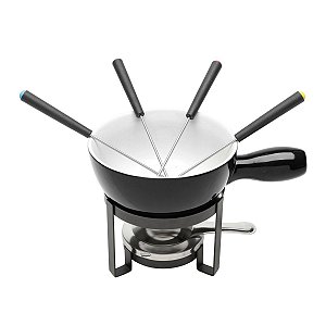 APARELHO FONDUE 8PC FERRO PINTURA EPOXY E CERÂMICA PRETO